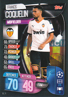 Francis Coquelin Valencia CF 2019/20 Topps Match Attax CL #VAL14